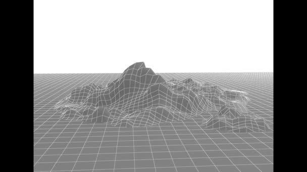 3Dレンダリング4Kビデオ接続技術ノード波状テンプレート山の地形3D風景幾何学アース格子背景多角形の表面マッピングメッシュレリーフパースペクティブ土地 — ストック動画
