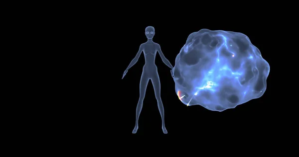 エネルギーフィールドイラスト3Dレンダリング男の女性内部スパイラルX線 — ストック写真