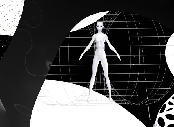 能量场示意图3D使螺旋X射线中的男人成为女人 — 图库照片