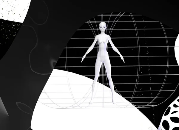 能量场示意图3D使螺旋X射线中的男人成为女人 — 图库照片