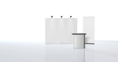 3d render illüstrasyon sergi standları 