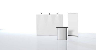 3d render illüstrasyon sergi standları 