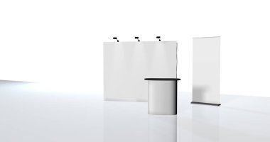 3d render illüstrasyon sergi standları 
