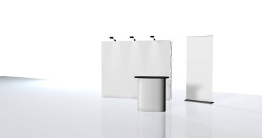 3d render illüstrasyon sergi standları 