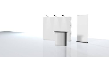 3d render illüstrasyon sergi standları 