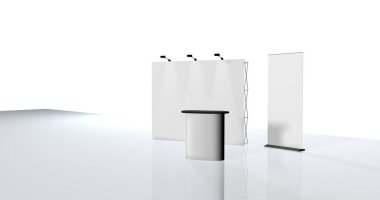3d render illüstrasyon sergi standları 