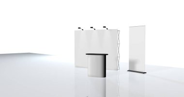 3d render illüstrasyon sergi standları 