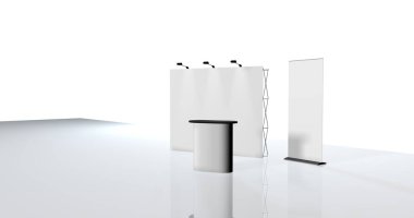 3d render illüstrasyon sergi standları 