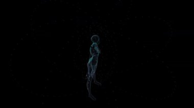 Enerji alanı illüstrasyonu. 3 boyutlu kadın sarmal x-ray sanatının içinde.