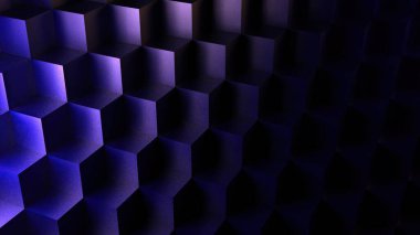 Küplerden oluşan soyut mavi arkaplan parlak kristal küp reklam yüzeyi