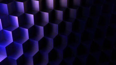 Küplerden oluşan soyut mavi arkaplan parlak kristal küp reklam yüzeyi