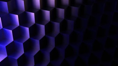 Küplerden oluşan soyut mavi arkaplan parlak kristal küp reklam yüzeyi