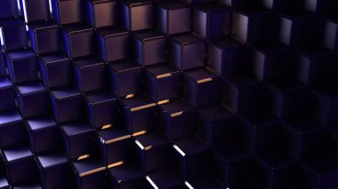 Küplerden oluşan soyut mavi arkaplan parlak kristal küp reklam yüzey sanatı