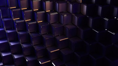 Küplerden oluşan soyut mavi arkaplan parlak kristal küp reklam yüzey sanatı