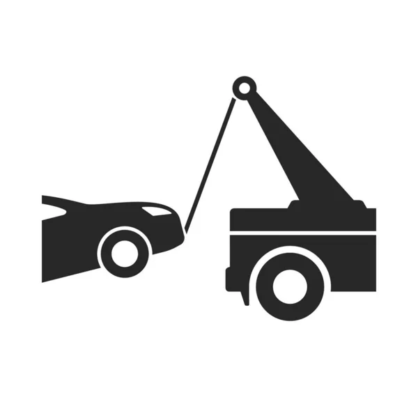 Tow Truck Car Towing Vector Icon White Car Evacuation Sign — Stock Vector