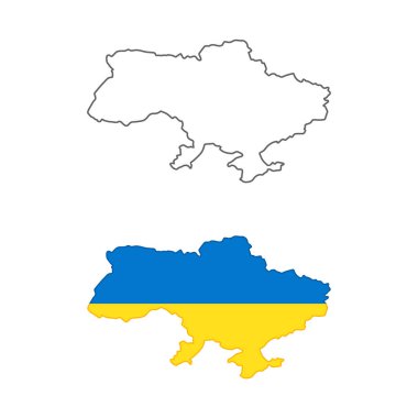 Ukraine country map Silhouette set. Vector color illustration on white background.