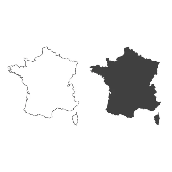 Conjunto Iconos Silueta Contorno Mapa Francia Ilustración Aislada Vectorial Gráficos Vectoriales