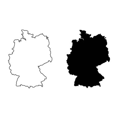 Germany Map icon set, vector isolated contour illustration.