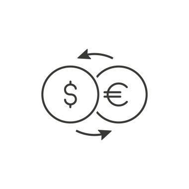 Para Değiştirme Simgesi vektörü izole edilmiş doğrusal çizim.