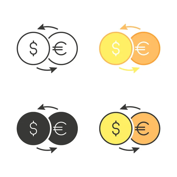 Monnaie Icône Set Vecteur Isolé Illustration — Image vectorielle