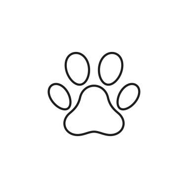 Paw ayak izi çizgisi simgesi, köpek ayak izi vektörü izole edilmiş dış hat sembolü.