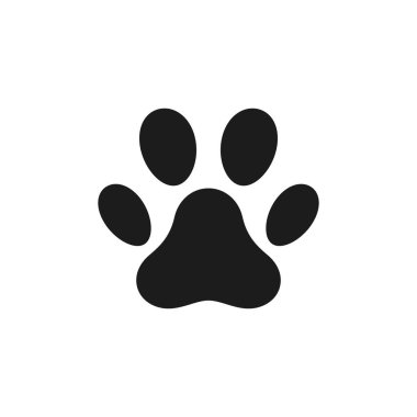Pençe ayak izi simgesi, vektör köpek izi izole edilmiş sembol.