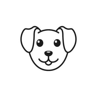 Köpek kafası ikonu. Beyaz arka planda izole edilmiş yavru köpek kafası sembolü. ön görünüm.