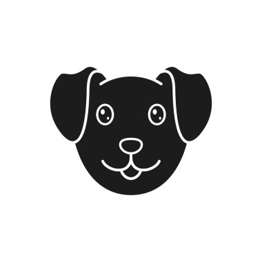 Köpek kafası ikonu. Beyaz arka planda izole edilmiş yavru köpek kafası sembolü. ön görünüm.
