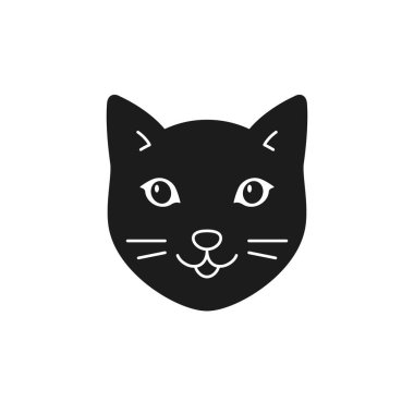 Kedi kafası ikonu. Kedi surat, hayvan vektörü düz çizim.