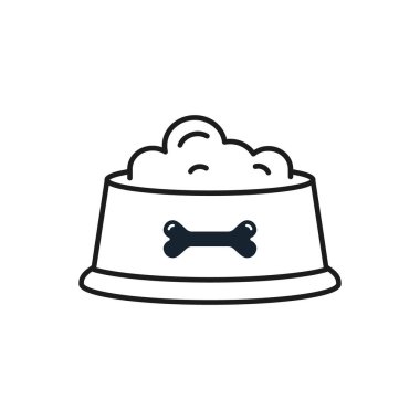 Evcil hayvan kasesi ikonu, hayvan besleyici işareti, vektör izole çizimi.