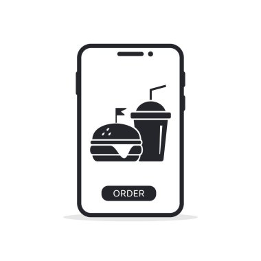 Fast food mobil çevrimiçi sipariş veriyor. Vektör izole görüntü.
