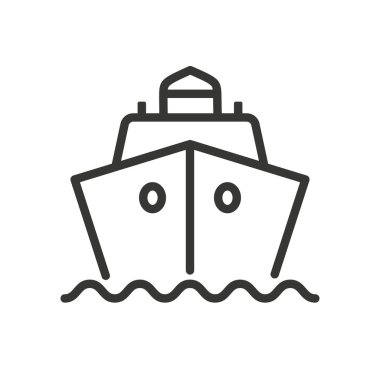 Gemi simgesi, ön görüş. Tekne sembolü. Vektör izole illüstrasyonu.