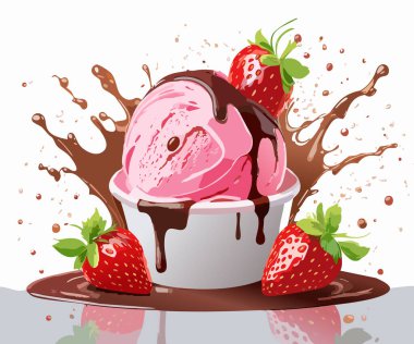 Çikolatalı çilekli dondurma topu.. 