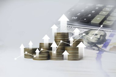 Finansal gelir için nakit, İş yatırımları büyüme konsepti, beyaz arka plan üzerine banknotlar.