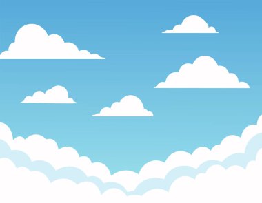 Beyaz bulutlu mavi gökyüzü. Gökyüzünün taşıyıcısı temiz ve bulutlar gökyüzüne dağılmış durumda..