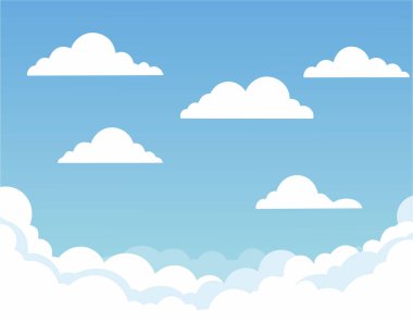 Beyaz bulutlu mavi gökyüzü. Gökyüzünün taşıyıcısı temiz ve bulutlar gökyüzüne dağılmış durumda..