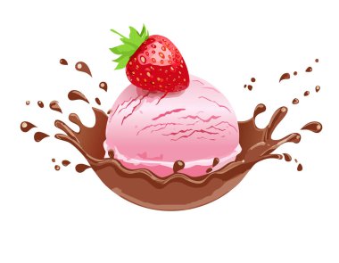 Çikolata parçalı çilekli dondurma.