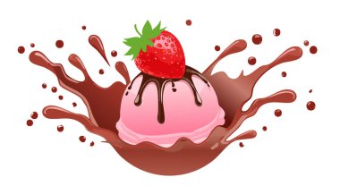 Çikolatalı çilekli dondurma topu..