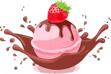 Çikolatalı çilekli dondurma topu..