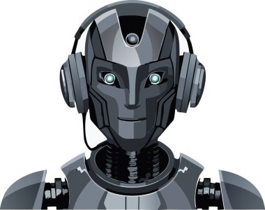 İleri teknoloji zırh ve kulaklıklı, vektör karikatür tarzında tasarlanmış gelecekçi insansı robotlar. Yapay zeka teknolojisi, robot bilimi, yenilik ve bilim kurgu temalı dijital projeler için mükemmel. UX / UI tasarımı, oyun, web ve gelecekteki teknoloji çizimleri için ideal