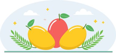 Hafif gökyüzü altında şirin düz mango grubu eğreltiotu eğreltiotu ince eğreltiotu yaprakları küçük dengeli bileşim açık bir arkaplan bırakarak