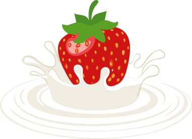 Taze, kalın bir konsept, tek bir çileği tasvir ediyor. Kısmen kremalı sıvı girdapla modern düz alanda saf beyaz alana karşı yakalanmış. Afişler, ambalaj ambalajları veya web kahramanı bölümleri için esnek bir düzen sağlıyor.