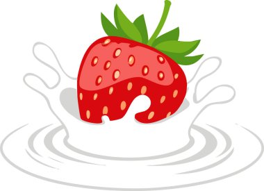 Ağız sulandıran grafik mekanlar, parlak beyaz tuval üzerinde göze çarpan, sloganların besin talepleri veya tanıtım fiyatları için çok yönlü bir alan sağlayan, süt püskürmelerinin ortasında dolgun çilekler sunuyor.