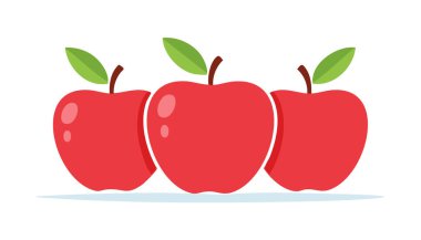 Düz modern estetik ile tasarlanmış temiz ve renkli elma grafik üçlüsü.