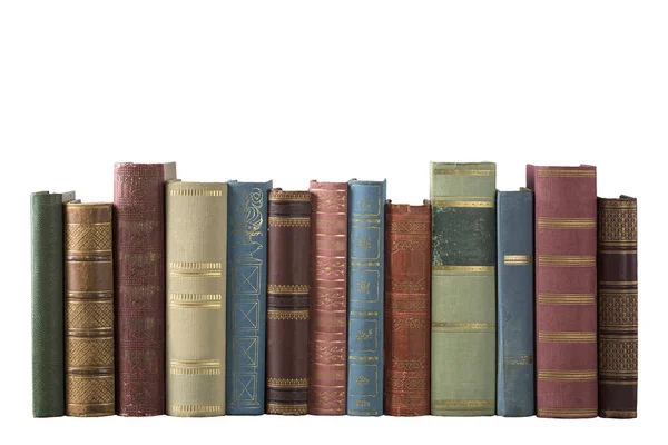 Old Books Row Isolated White Background — Fotografia de Stock