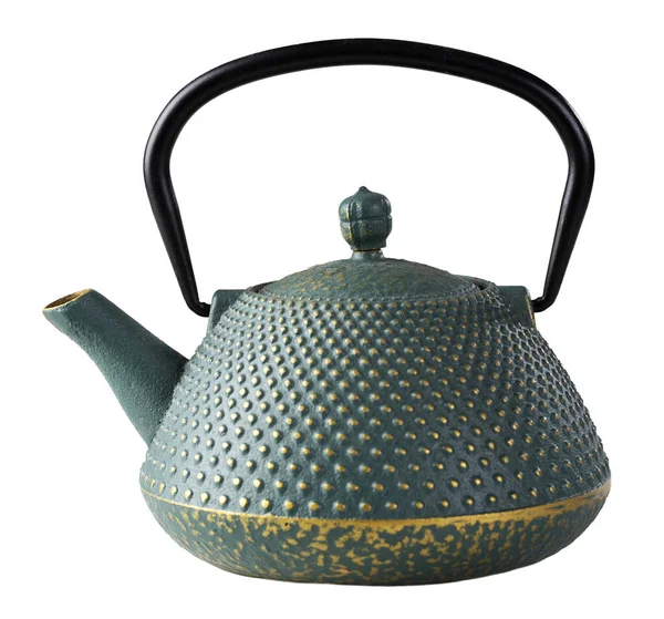 Teapot Cina Hijau Diisolasi Pada Latar Belakang Putih — Stok Foto