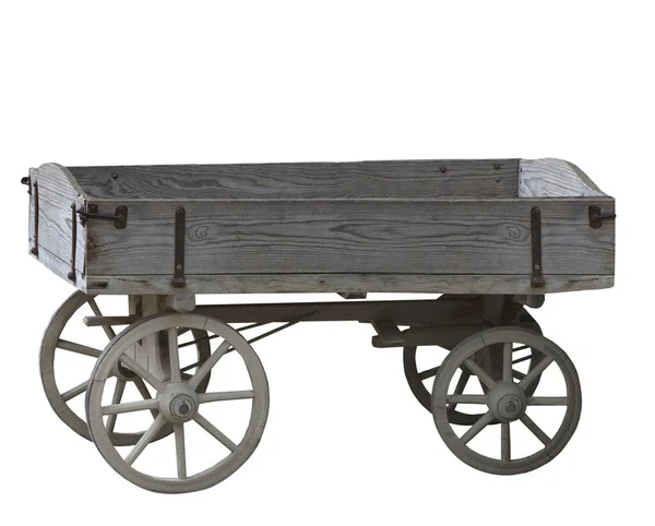 Wooden Cart White Background — Stock Photo, Image