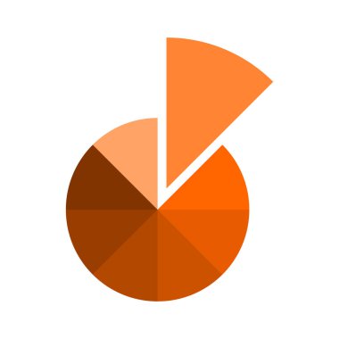 Turta, çörek ya da pizza grafiği tek dilimli sekiz portakal parçasına bölünmüş. Infographic tekerlek simgesi. Çember şekli sekiz eşit parçaya bölünmüş. Vektör düz resimleme