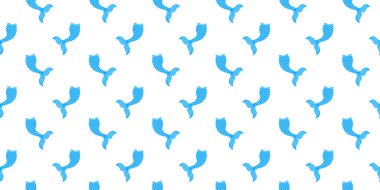 Denizkızı kuyruğu pürüzsüz desenlidir. Albüm ya da ambalaj kağıdı, parti dekorasyonu, yatak örtüsü tasarımı için deniz teması. Vektör düz resimleme