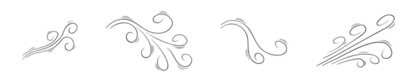Conjunto Ícones Fluxo Desenhados Mão Doodle Coleção Efeitos Sopro Vento —  Vetores de Stock